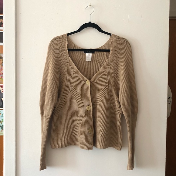 🥯 Beige ribbed coton cardigan from Côtélac size 3 - Picture 1 of 4